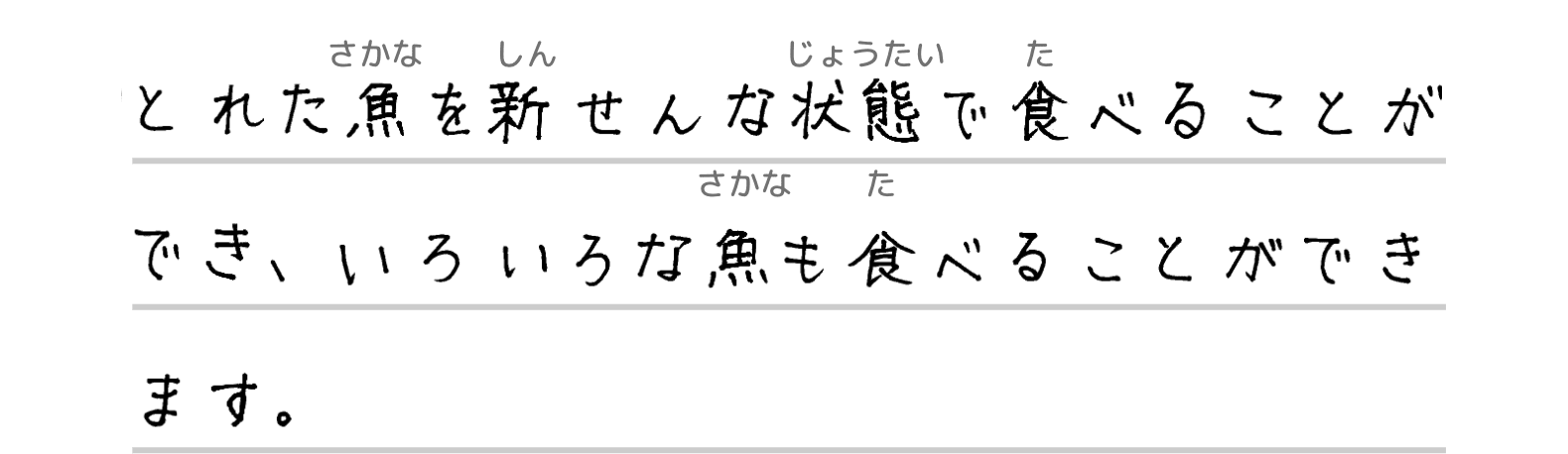 とれた魚を新せんな状態で食べることができ、いろいろな魚も食べることができます。